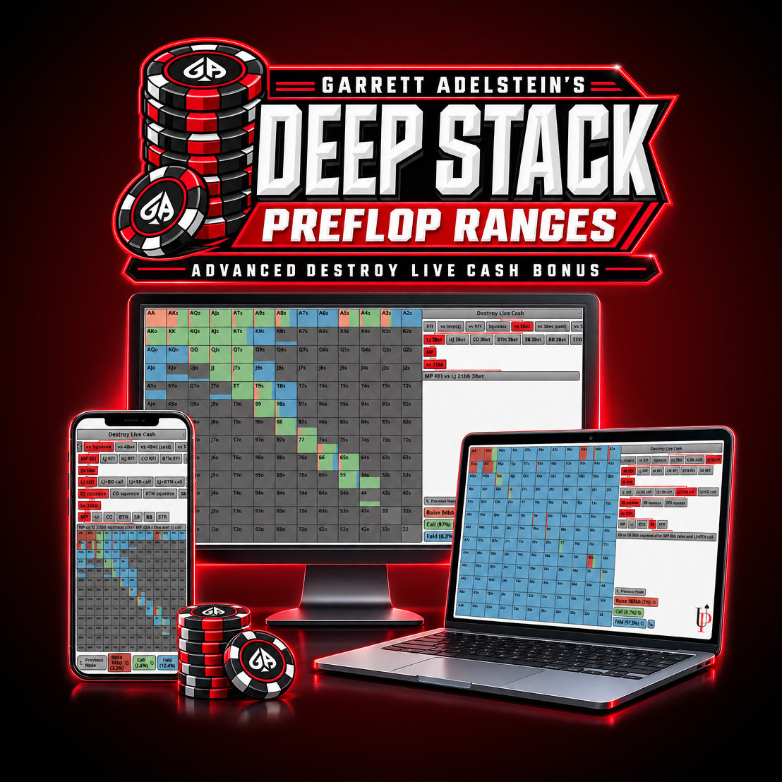 Garrett Adelstein deep stack preflop ranges, a bonus included with Destroy Live Cash