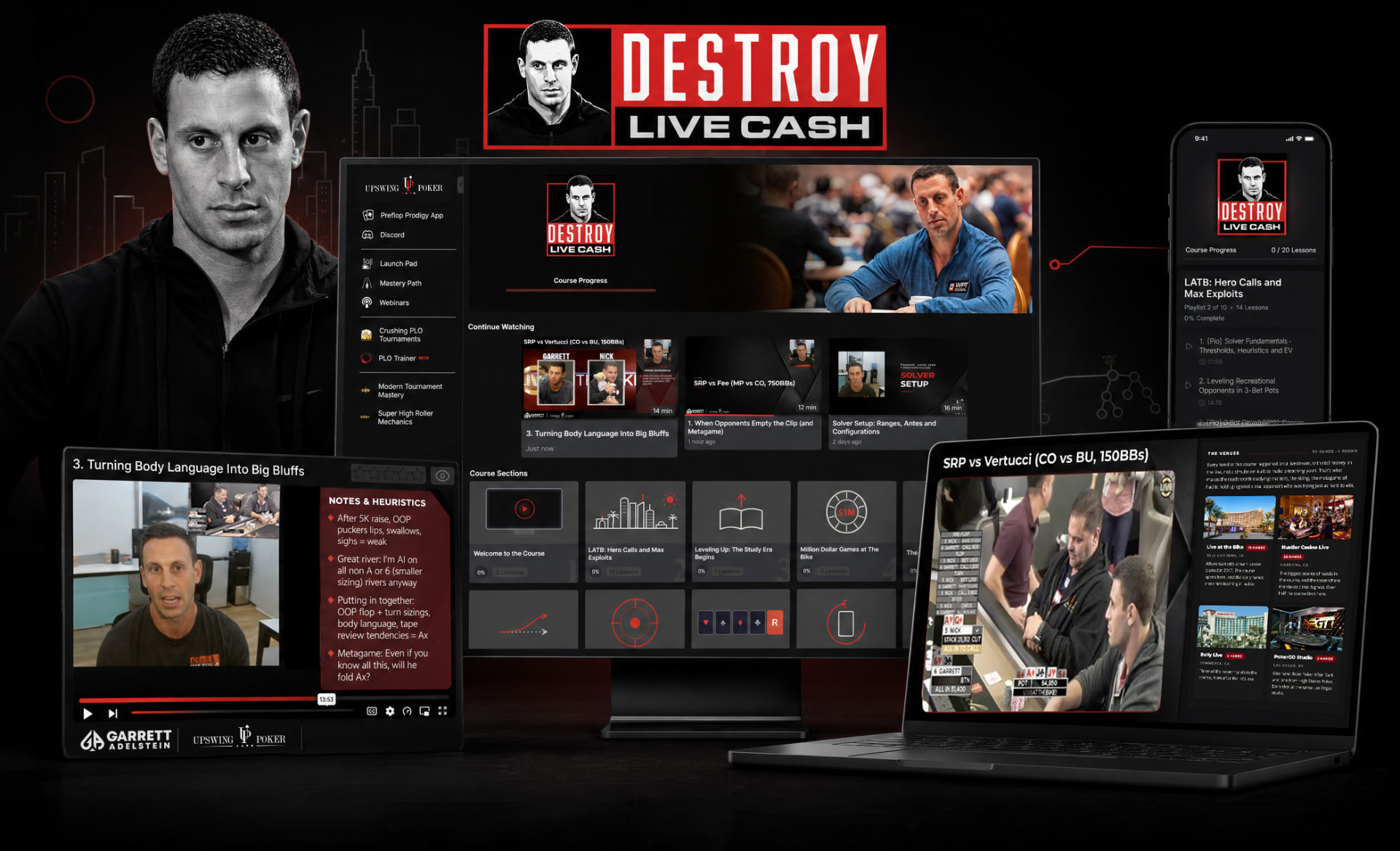 Garrett Adelstein, coach of the Destroy Live Cash course from Upswing Poker